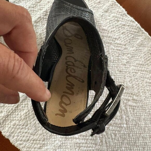 Sam Edelman Black Henri Peek A Boo Open Toe Black Heel Shoes Size 8.5M - Picture 9 of 12